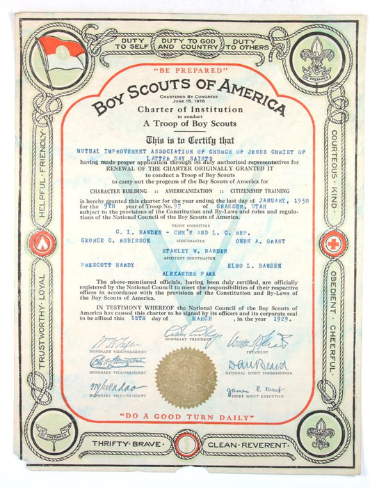 Troop Charter 1929