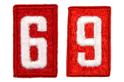 6 or 9 Unit Number White on Red Plastic Back