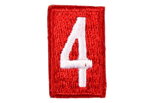 4 Unit Number White on Red Paper Back
