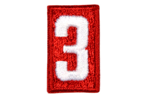 3 Unit Number White on Red Paper Back