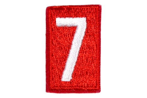 7 Unit Number White on Red Paper Back