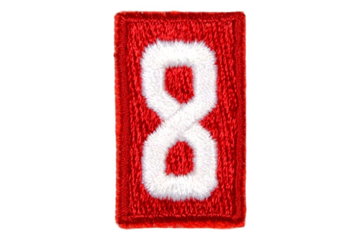 8 Unit Number White on Red Plastic Back