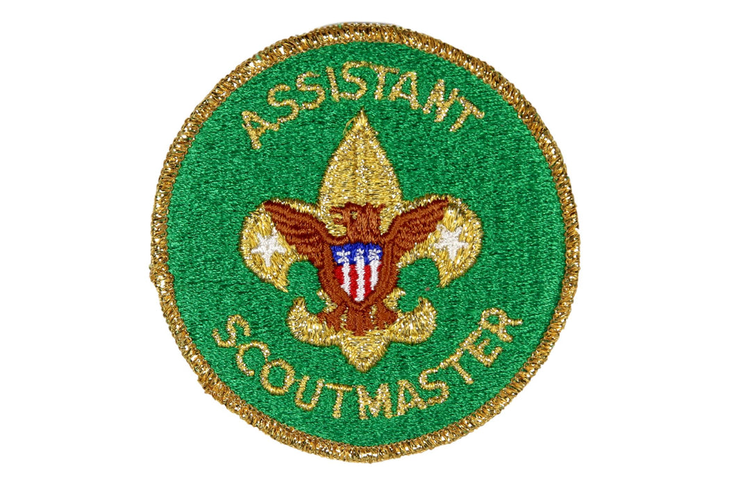 Assistant Scoutmaster Patch 1980s Gold Mylar Border Clear Plastic Back