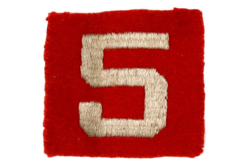 5 Felt Unit Number White on Red 1920s
