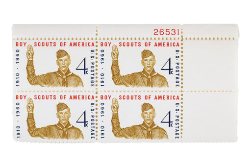 Boy Scout Stamps 1960 Anniversary Block of 4