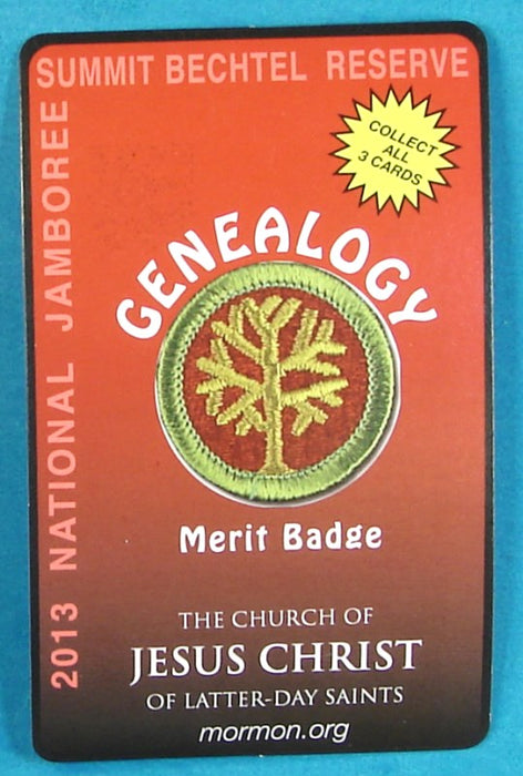 2013 NJ Faith and Beliefs Card Genealogy Merit Badge