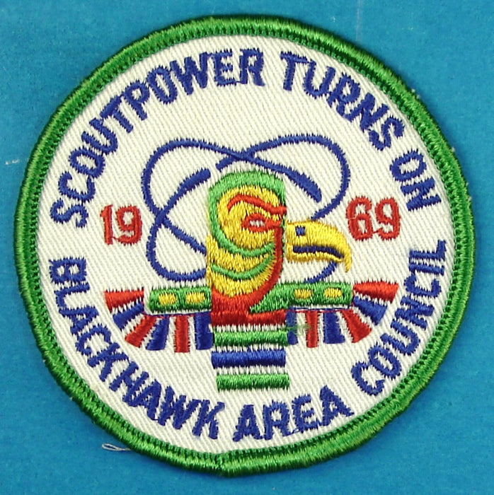 Blackhawk Area Council 1969 Scout Power Turns On Patch