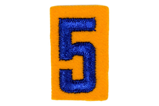 5 Felt Unit Number Blue on Yellow