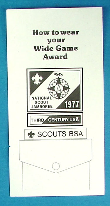 1977 NJ How to Wear Your Wide Game Award Instructions