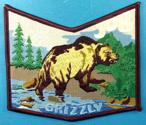 Lodge 508 Patch Grizzly Chapter Brown Border