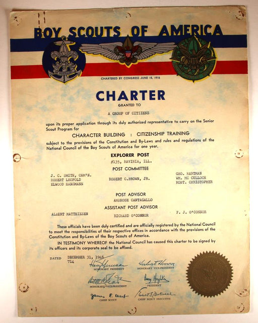 Explorer Post Charter 1946