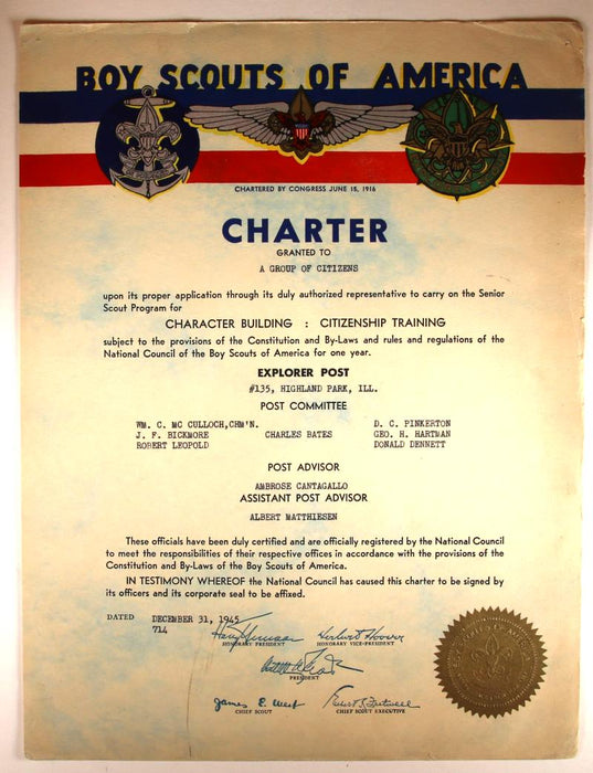 Explorer Post Charter 1945