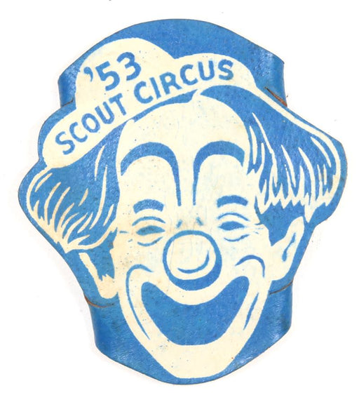 1953 Scout Circus Leather Neckerchief Slide Blue