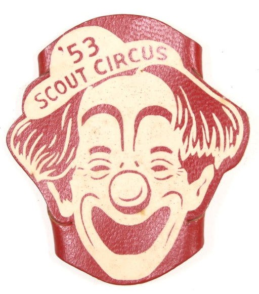 1953 Scout Circus Leather Neckerchief Slide Red