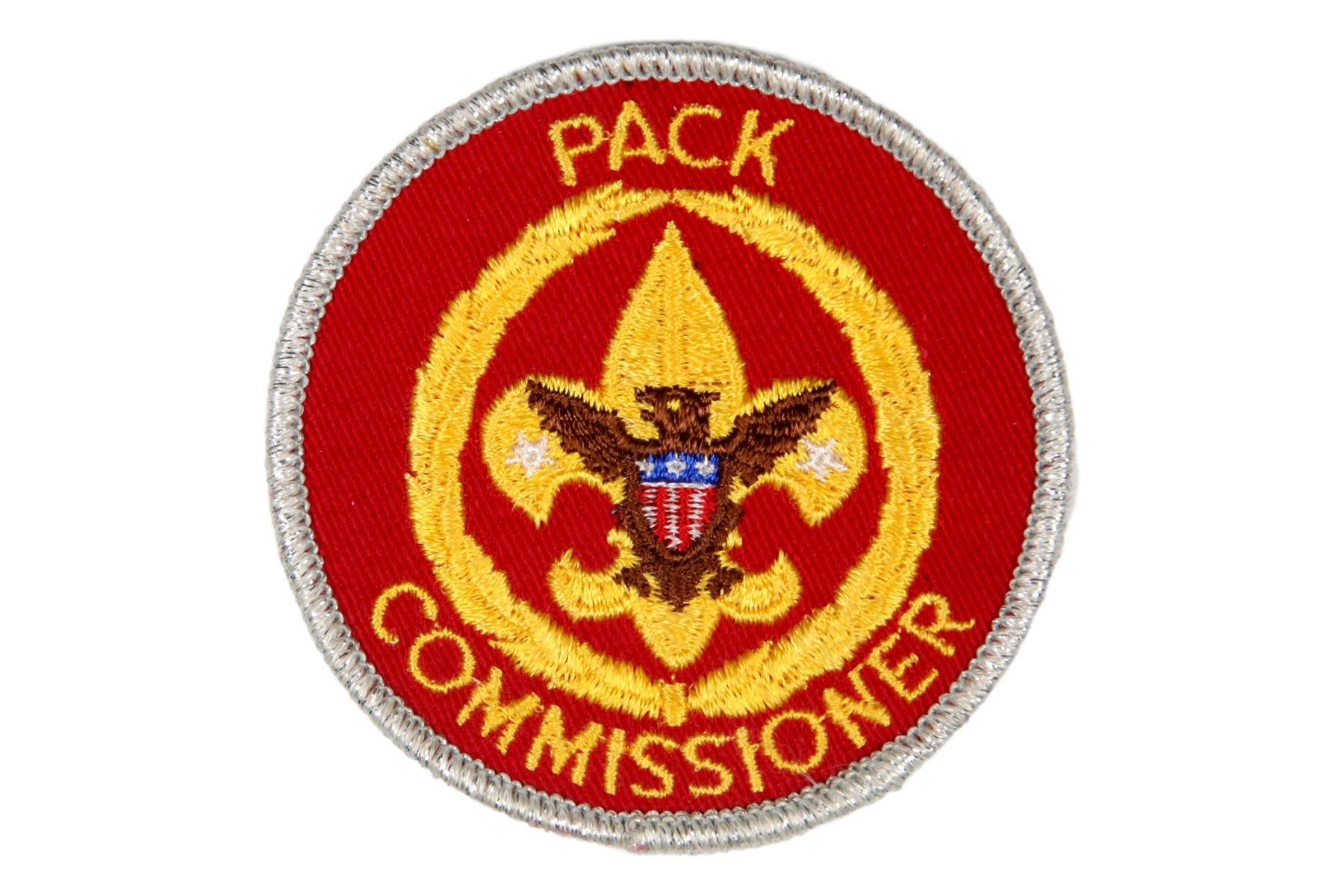 Pack Commissioner Patch Silver Mylar Border Palstic Back