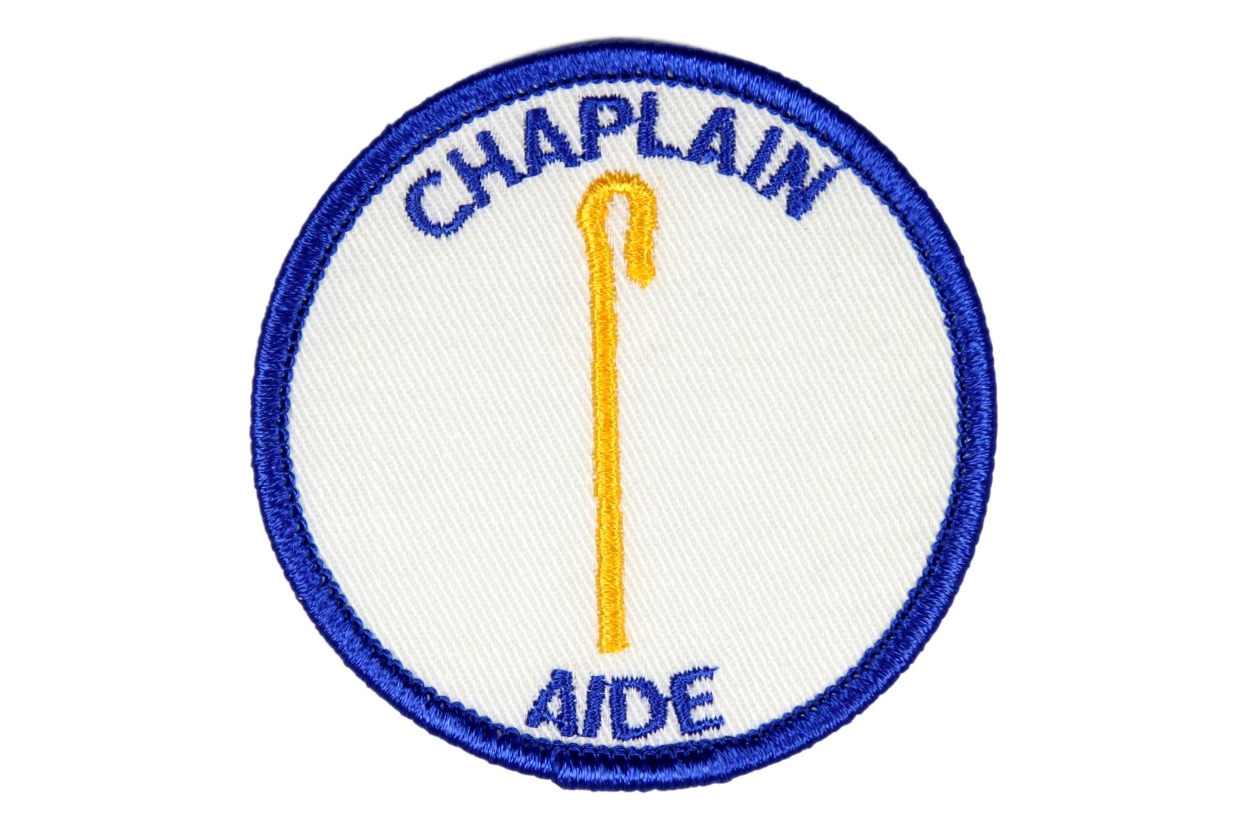Chaplain Aide Patch White Clear Plastic Back