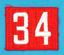 One Piece Unit Number 34 White on Red