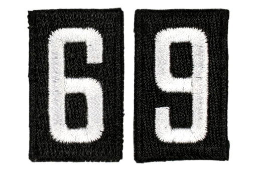 6 or 9 Unit Number White on Black Plain Back