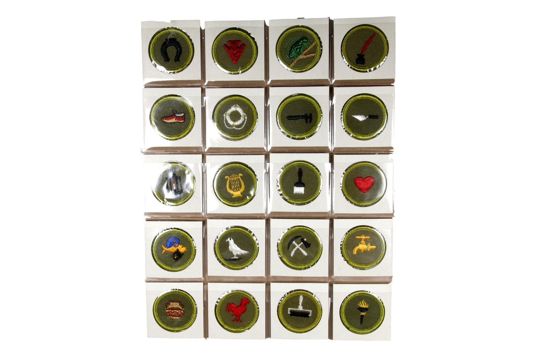 !1960s Rolled Edge Twill Merit Badge Collection 78 MBs