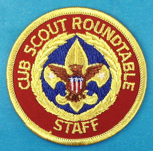 Cub Scout Roundtable Staff Patch Blue Center Clear Plastic Back