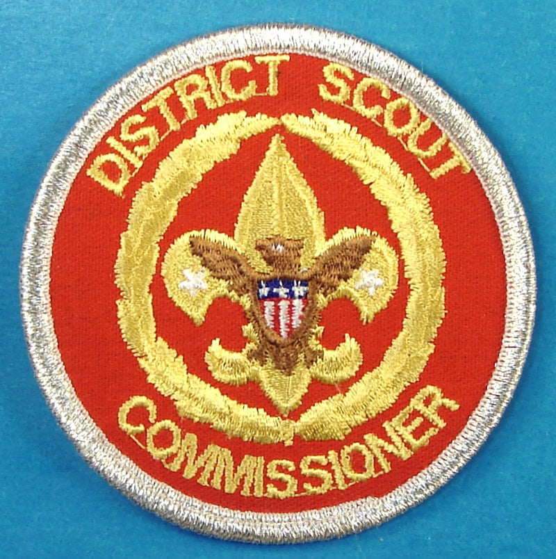District Scout Commissioner Patch Silver Mylar Border Computer Design