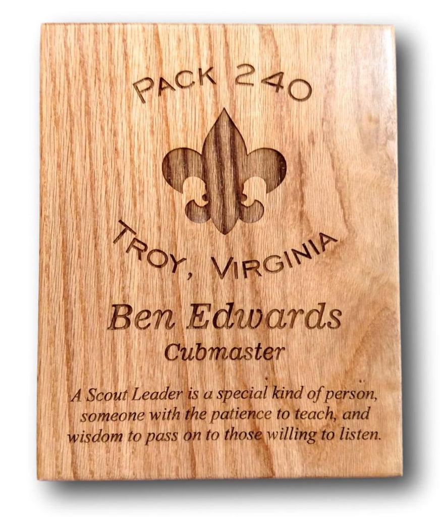 Elm wood slice appreciation plaque - BSA CAC Scout Shop