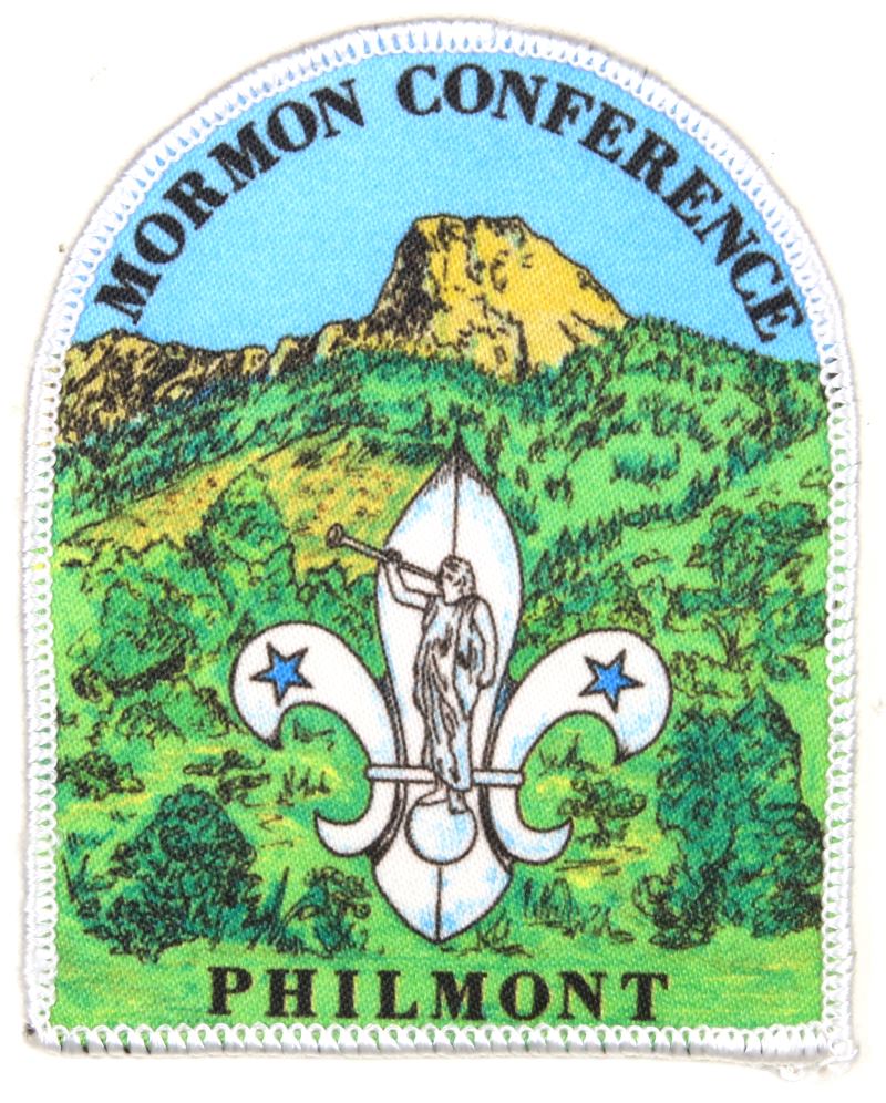 LDS Mormon Conference Philmont Patch Silk Screened White Border Dome Shape