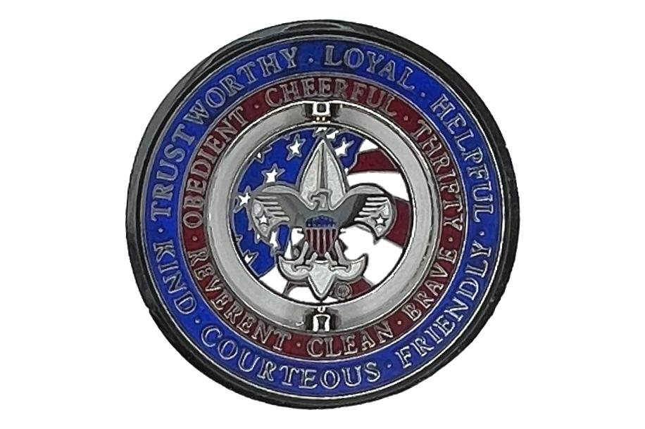 Scout Law Flip Spin Challenge Coin