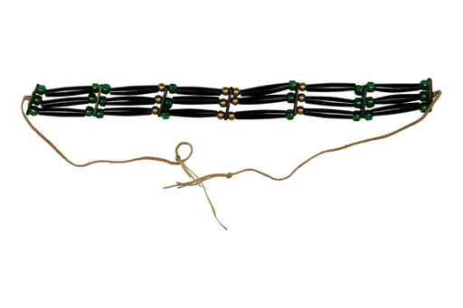 3 - Row Assembled Choker - Buffalo - Green Beads