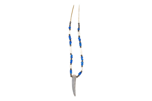 Necklace Deer Antler with Bone and Blue Beads