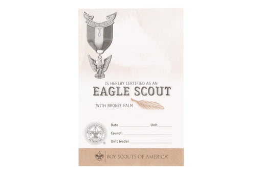 Eagle Scout Bronze Palm Pocket Certificate