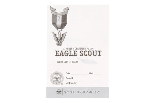 Eagle Scout Silver Palm Pocket Certificate