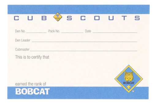 Bobcat Pocket Certificate