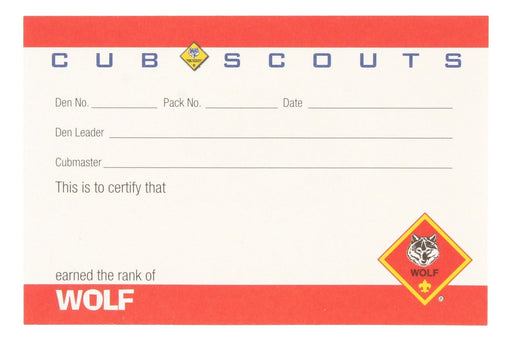 Wolf Pocket Certificate