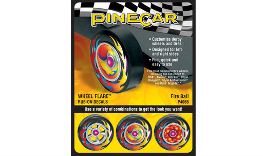 Decals - Pinecar Wheel Flare Rub-on Decals-Fire Ball